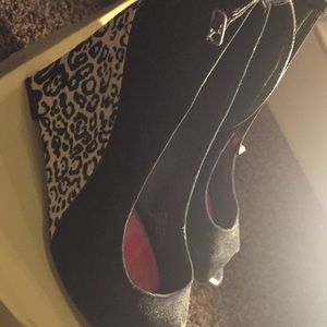 White House black market wedge with cheetah heel